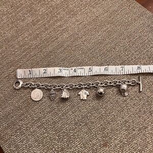 Detroit Tigers 925‎ Silver baseball bracelet.  Detroit Tigers Baseball Charm.